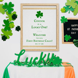 Stylish Gold Foil St. Patrick's Day 1st Birthday Poster