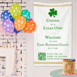 Stylish Gold Foil St. Patrick's Day 1st Birthday Spandoek