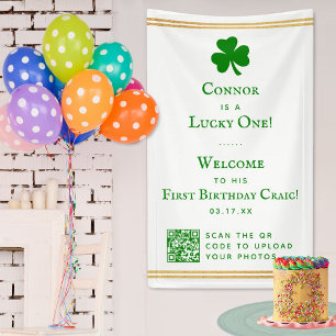 Stylish Gold Foil St. Patrick's Day 1st Birthday Spandoek