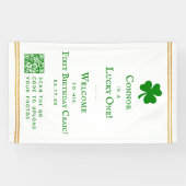 Stylish Gold Foil St. Patrick's Day 1st Birthday Spandoek (Horizontaal)
