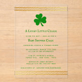 Stylish Gold Foil St. Patrick's Day Baby shower Acryl Uitnodigingen (Voorkant)