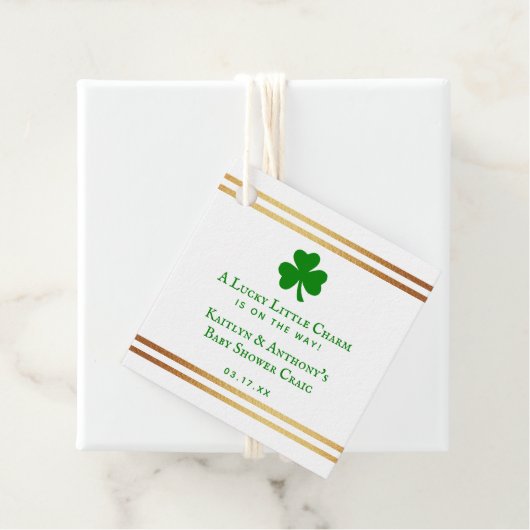 Stylish Gold Foil St. Patrick's Day Baby shower Bedankjes Labels (In situ)