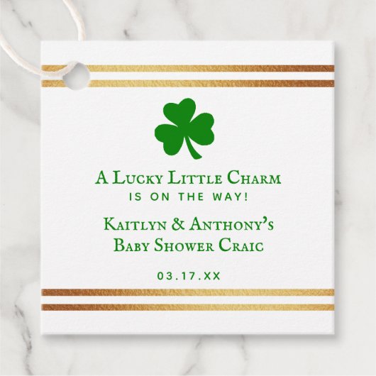 Stylish Gold Foil St. Patrick's Day Baby shower Bedankjes Labels (Voorkant)