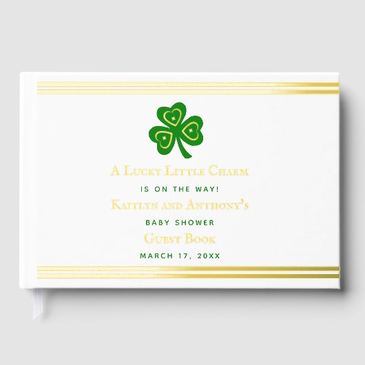 Stylish Gold Foil St. Patrick's Day Baby shower Gastenboek (Voorkant)