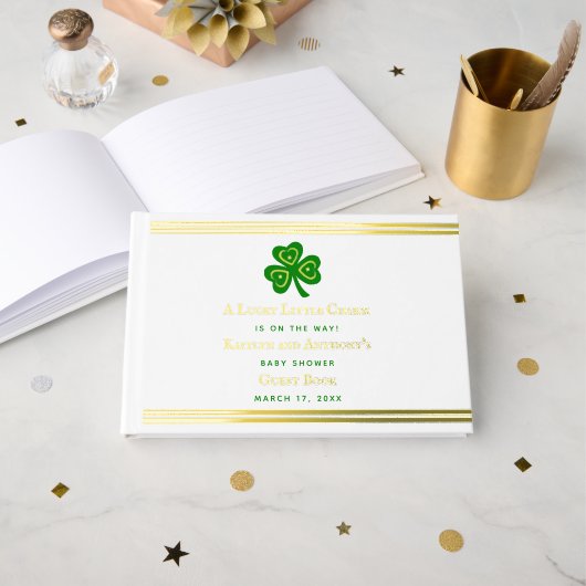 Stylish Gold Foil St. Patrick's Day Baby shower Gastenboek (Voorkant open)