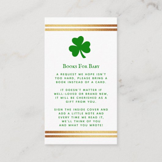 Stylish Gold Foil St. Patrick's Day Baby shower Informatiekaartje (Voorkant)