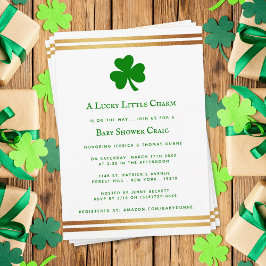 Stylish Gold Foil St. Patrick's Day Baby shower Kaart
