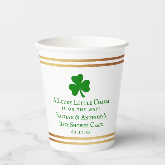 Stylish Gold Foil St. Patrick's Day Baby shower Papieren Bekers (Voorkant)