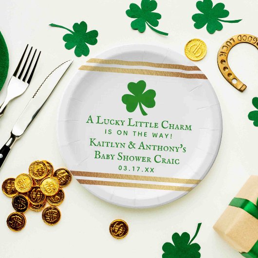 Stylish Gold Foil St. Patrick's Day Baby shower Papieren Bordje