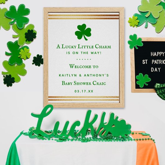 Stylish Gold Foil St. Patrick's Day Baby shower Poster