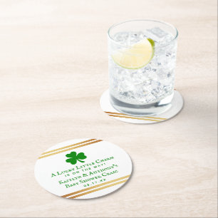 Stylish Gold Foil St. Patrick's Day Baby shower Ronde Kartonnen Onderzetter