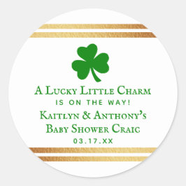 Stylish Gold Foil St. Patrick's Day Baby shower Ronde Sticker