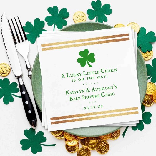 Stylish Gold Foil St. Patrick's Day Baby shower Servet