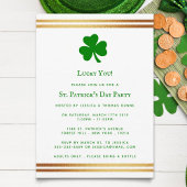 Stylish Gold Foil St. Patrick's Day Invitation Kaart