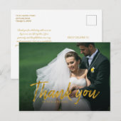 Stylish Gold Foil Wedding Bedankt Foto Briefkaart (Voorkant / Achterkant)