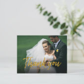 Stylish Gold Foil Wedding Bedankt Foto Briefkaart (Staand voorkant)