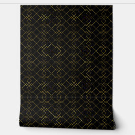 Stylish Gold Geometric Box Design Black Behang