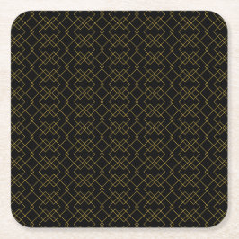 Stylish Gold Geometric Box Design Black Kartonnen Onderzetters