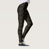 Stylish Gold Geometric Box Design Black Leggings (Rechts)