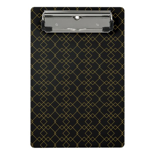 Stylish Gold Geometric Box Design Black Mini Klembord (Voorkant)