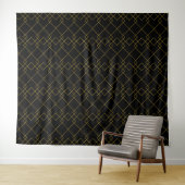 Stylish Gold Geometric Box Design Black Wandkleed (In Situ (horizontaal))