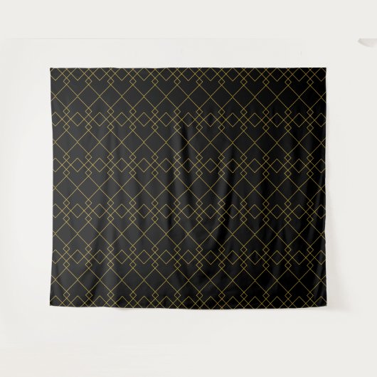 Stylish Gold Geometric Box Design Black Wandkleed (Voorkant (horizontaal))