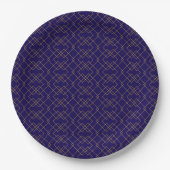 Stylish Gold Geometric Box Design Dark Blue Round Papieren Bordje (Voorkant)