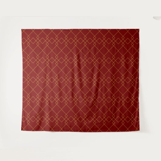 Stylish Gold Geometric Box Design Deep Red Wandkleed (Voorkant (horizontaal))