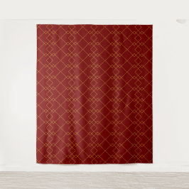 Stylish Gold Geometric Box Design Deep Red Wandkleed