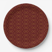 Stylish Gold Geometric Box Design Maroon Round Papieren Bordje (Voorkant)
