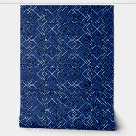 Stylish Gold Geometric Box Design Navy Behang