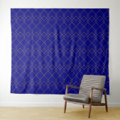 Stylish Gold Geometric Box Design Navy Blue Wandkleed (In Situ (horizontaal))