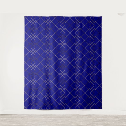 Stylish Gold Geometric Box Design Navy Blue Wandkleed (Voorkant)