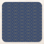 Stylish Gold Geometric Box Design Navy Kartonnen Onderzetters (Voorkant)