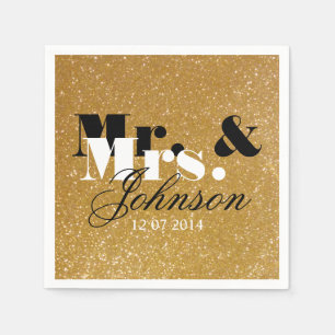 Stylish Gold glitter Mr en Mrs bruiloft napkins Servet