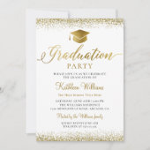 Stylish Gold Glitter Photo Graduparty Kaart (Voorkant)