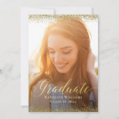 Stylish Gold Glitter Photo Graduparty Kaart (Achterkant)