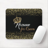 Stylish Gold Glitter Queen Crown Name Muismat (Met muis)