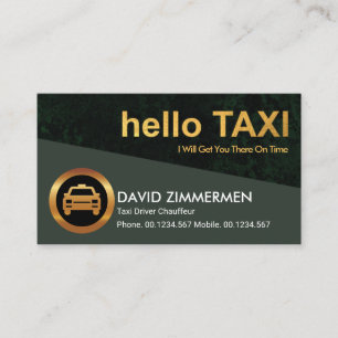 Stylish Gold "Hallo Taxi Green Grunge Taxi Driver Visitekaartje