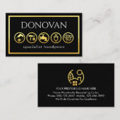 Stylish Gold Handyman Tools Frame Visitekaartje (Voorkant / Achterkant)