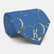 Stylish Gold Heart Monogram Valentijn Love Blue