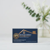 Stylish Gold Home Blue Grunge Texture Handyman Visitekaartje (Staand voorkant)
