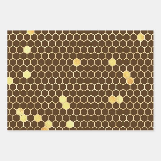 Stylish Gold Honeycomb Honey Inpakpapier Vel (Voorkant 3)