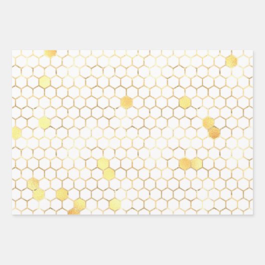 Stylish Gold Honeycomb Honey Inpakpapier Vel (Voorkant 2)