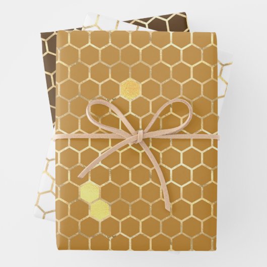 Stylish Gold Honeycomb Honey Inpakpapier Vel (In situ)
