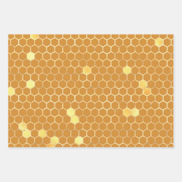 Stylish Gold Honeycomb Honey Inpakpapier Vel