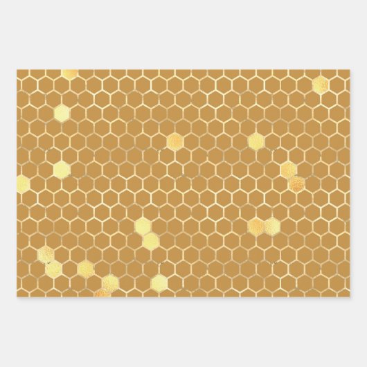 Stylish Gold Honeycomb Honey Inpakpapier Vel (Voorkant)