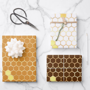 Stylish Gold Honeycomb Honey Inpakpapier Vel