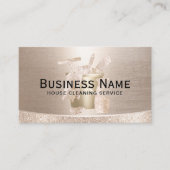 Stylish Gold House Cleaning Service Professional Visitekaartje (Voorkant)