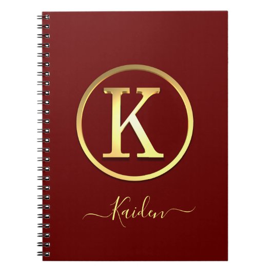 Stylish Gold Initiaal K Notitieboek (Voorkant)
